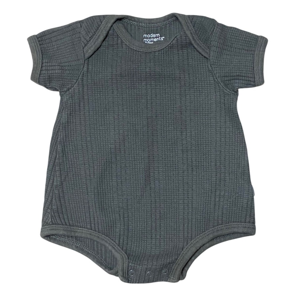 Modern Moments by Gerber Baby Bodysuit 0-3M‎ Gray Organic Cotton Waffle Knit